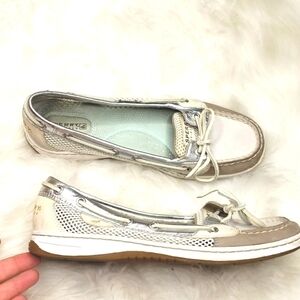 Sperry Top-Sider Angelfish Open Mesh Boat Shoe Silver Gray 8.5